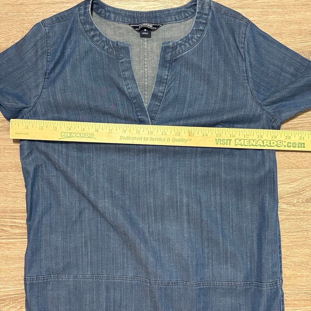 Lands' End Denim Lyocell Shift Dress Womens 8 Blue Chambray Tunic Short Sleeve - Picture 6 of 9